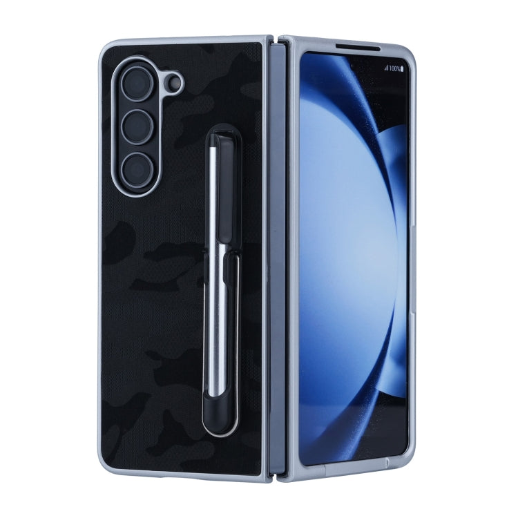 For Samsung Galaxy Z Fold5 5G PC Hybrid PU Stand Foldable Phone Case with Touch Pen