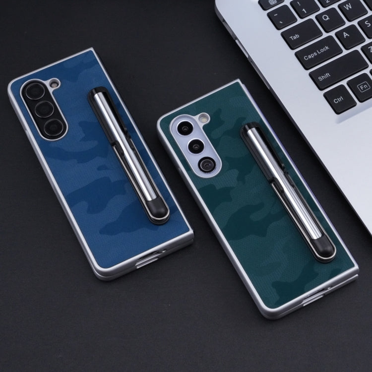 For Samsung Galaxy Z Fold5 5G PC Hybrid PU Stand Foldable Phone Case with Touch Pen
