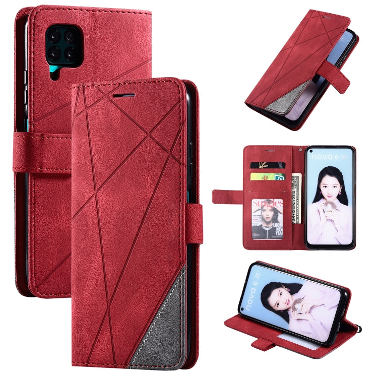 For Huawei P40 Lite Skin Feel Splicing Horizontal Flip Leather Case with Holder & Card Slots & Wallet & Photo Frame