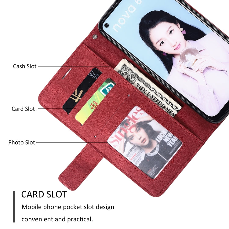 For Huawei P40 Lite Skin Feel Splicing Horizontal Flip Leather Case with Holder & Card Slots & Wallet & Photo Frame