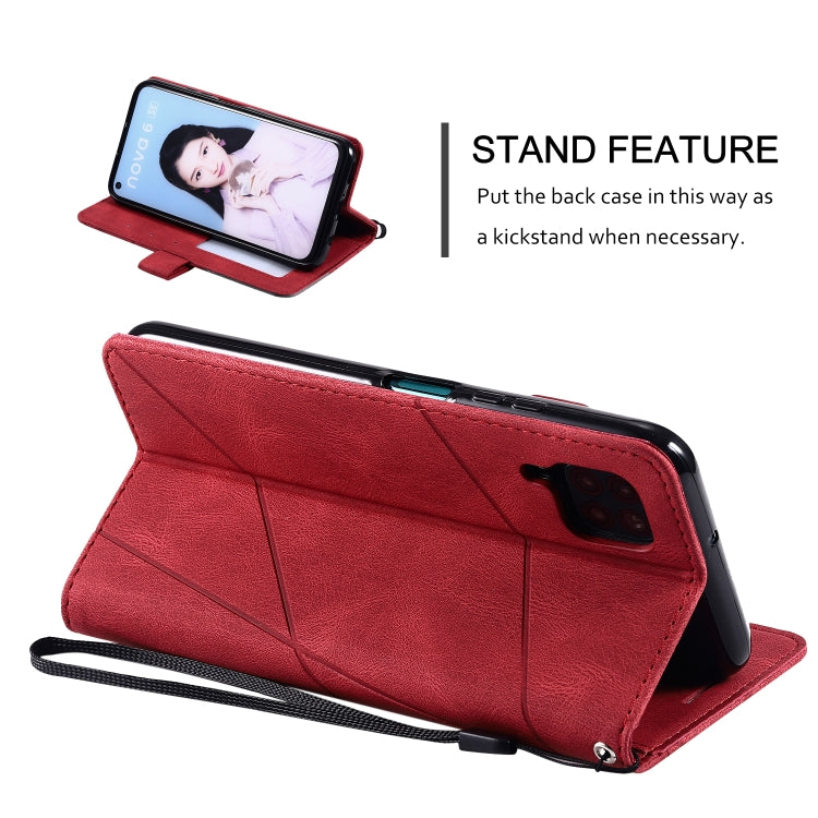 For Huawei P40 Lite Skin Feel Splicing Horizontal Flip Leather Case with Holder & Card Slots & Wallet & Photo Frame