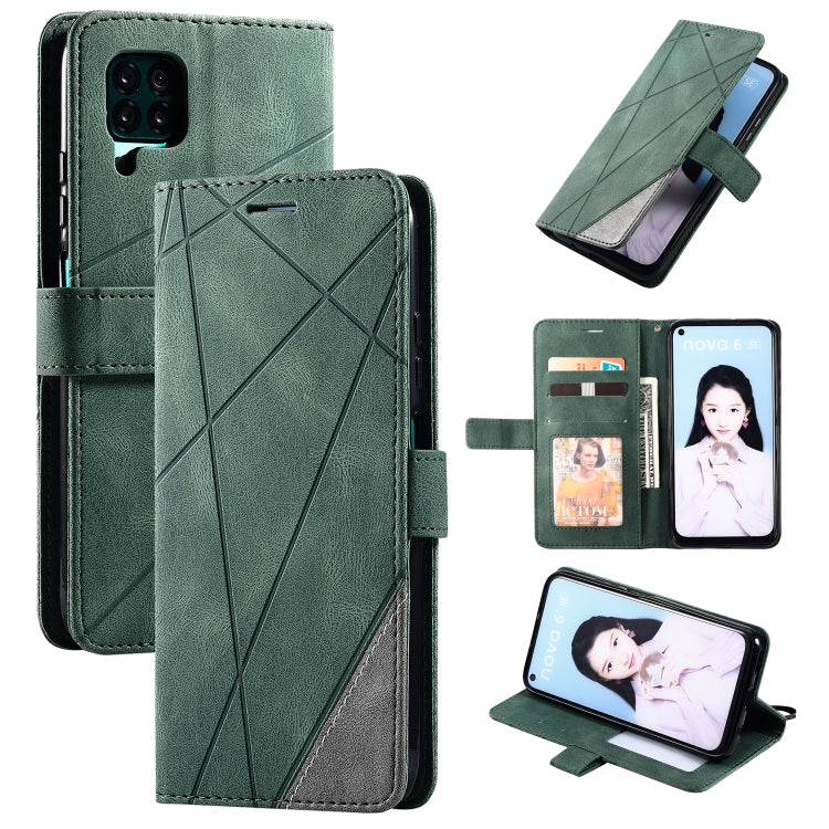 For Huawei P40 Lite Skin Feel Splicing Horizontal Flip Leather Case with Holder & Card Slots & Wallet & Photo Frame