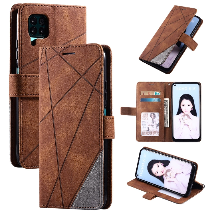 For Huawei P40 Lite Skin Feel Splicing Horizontal Flip Leather Case with Holder & Card Slots & Wallet & Photo Frame