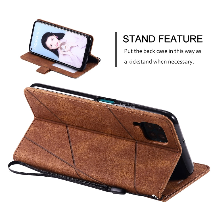 For Huawei P40 Lite Skin Feel Splicing Horizontal Flip Leather Case with Holder & Card Slots & Wallet & Photo Frame