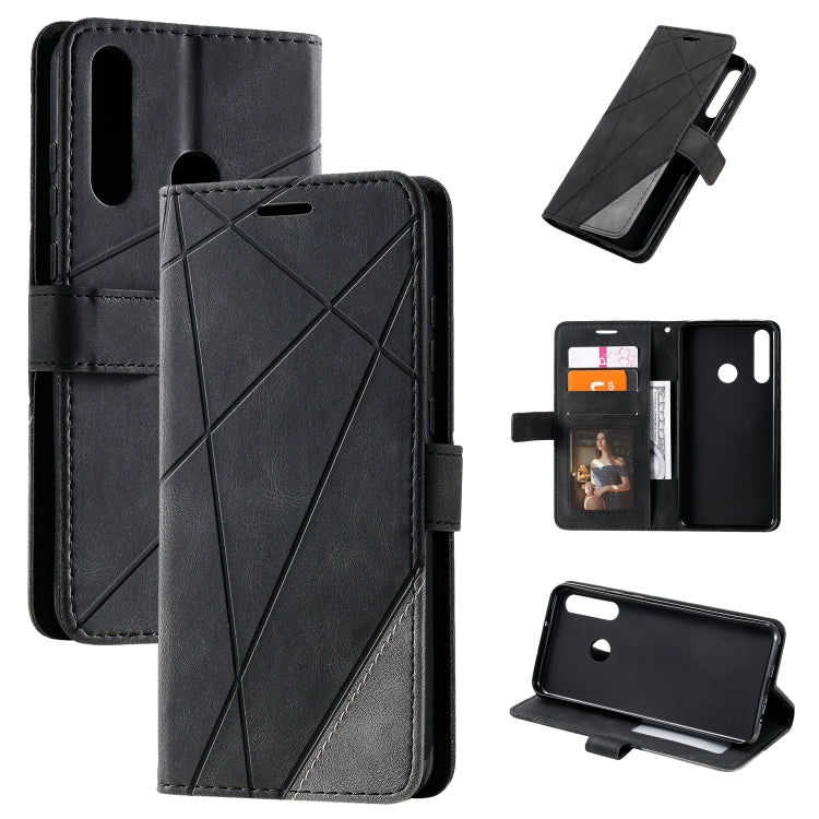 For Huawei Y6p Skin Feel Splicing Horizontal Flip Leather Case with Holder & Card Slots & Wallet & Photo Frame