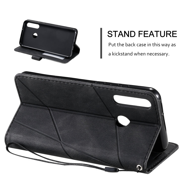 For Huawei Y6p Skin Feel Splicing Horizontal Flip Leather Case with Holder & Card Slots & Wallet & Photo Frame