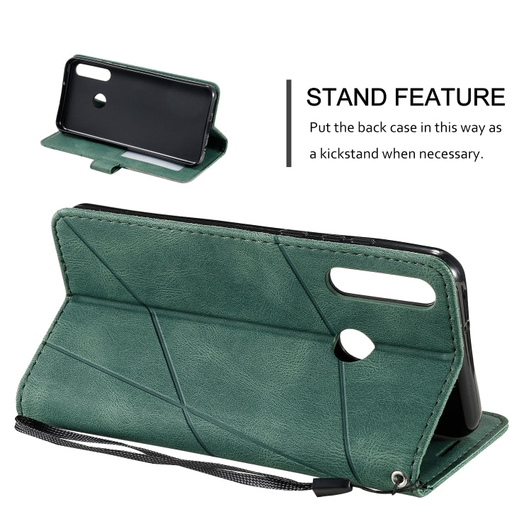 For Huawei Y6p Skin Feel Splicing Horizontal Flip Leather Case with Holder & Card Slots & Wallet & Photo Frame