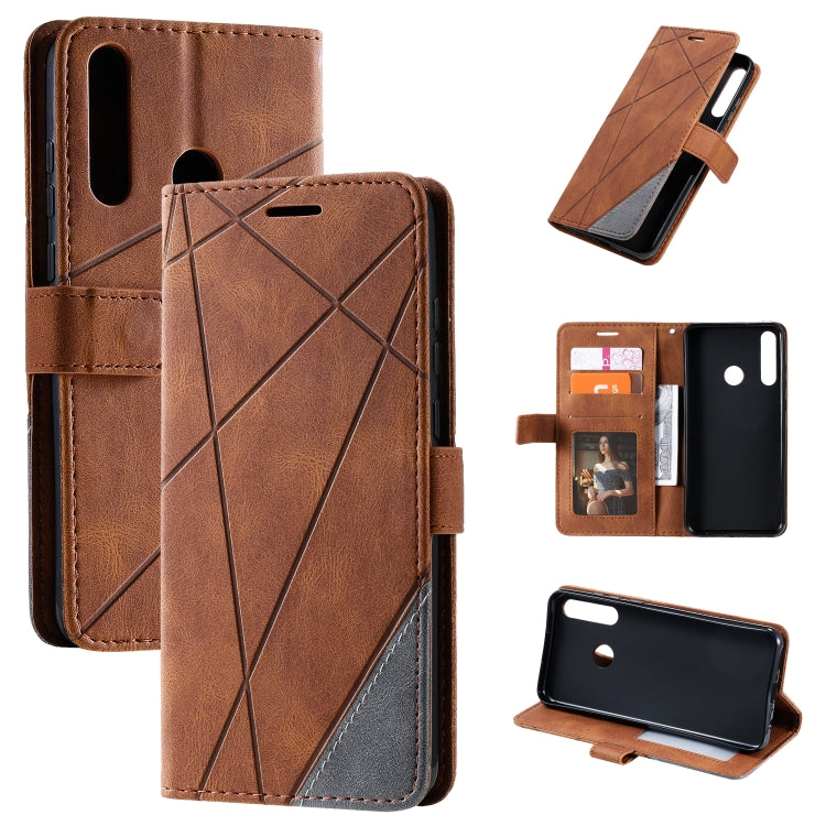 For Huawei Y6p Skin Feel Splicing Horizontal Flip Leather Case with Holder & Card Slots & Wallet & Photo Frame