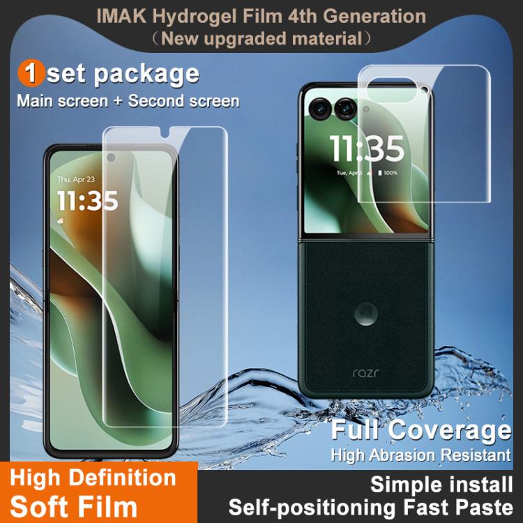 For Motorola Razr 60 Ultra/70 Ultra imak 4th Generation Screen Hydrogel Film Protector, Main Screen + Second Screen 1 Set