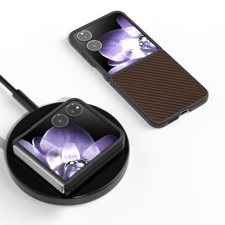 For Xiaomi Mix Flip Black Frame Carbon Fiber Texture PU Phone Case