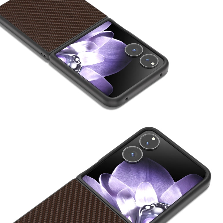 For Xiaomi Mix Flip Black Frame Carbon Fiber Texture PU Phone Case