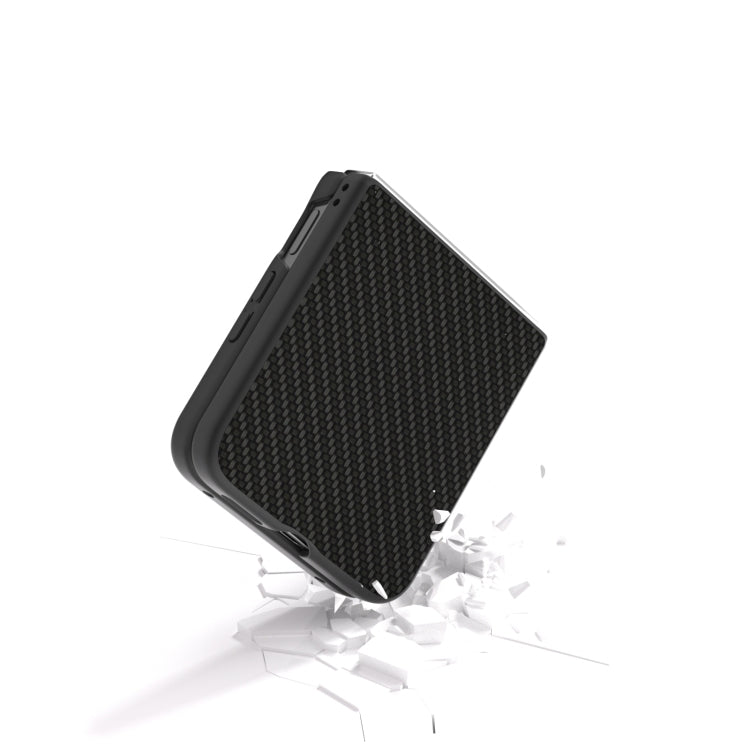 For Xiaomi Mix Flip Black Frame Carbon Fiber Texture PU Phone Case