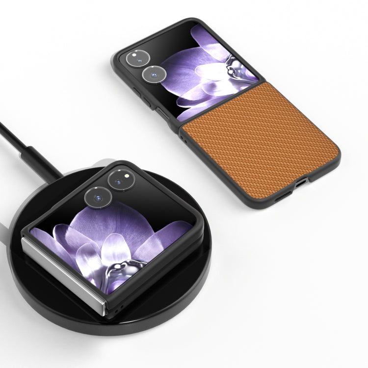 For Xiaomi Mix Flip Black Frame Carbon Fiber Texture PU Phone Case
