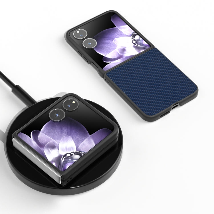 For Xiaomi Mix Flip Black Frame Carbon Fiber Texture PU Phone Case
