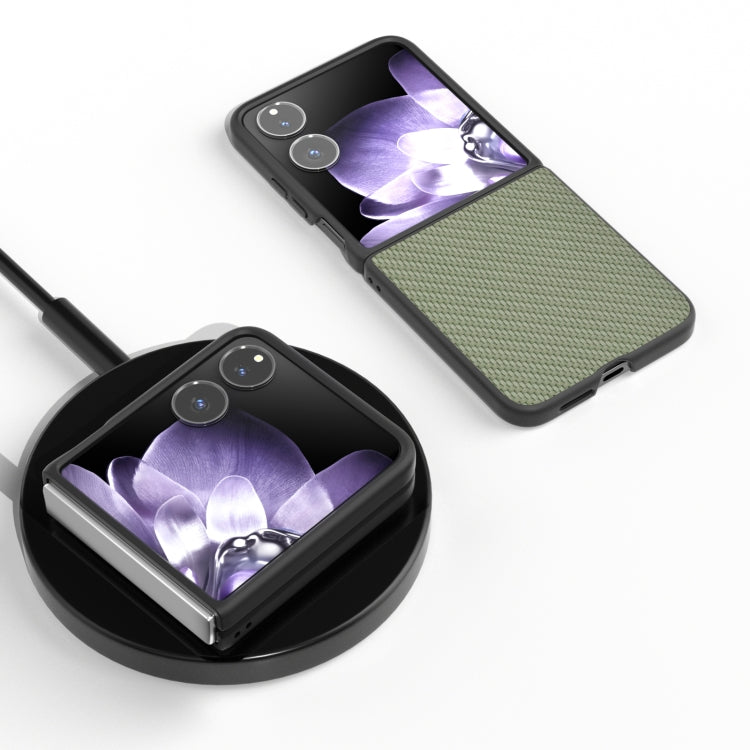 For Xiaomi Mix Flip Black Frame Carbon Fiber Texture PU Phone Case