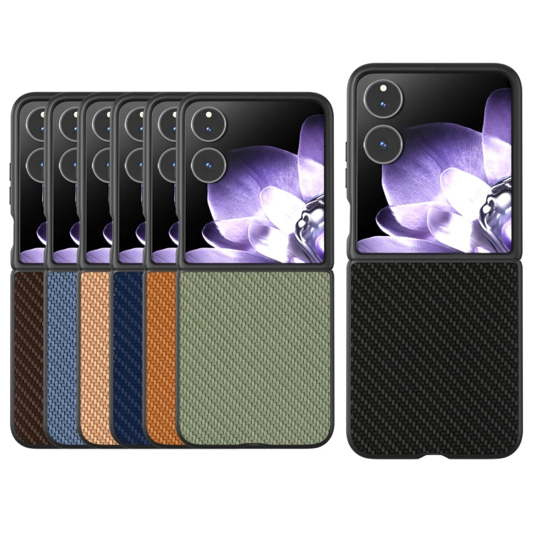 For Xiaomi Mix Flip Black Frame Carbon Fiber Texture PU Phone Case