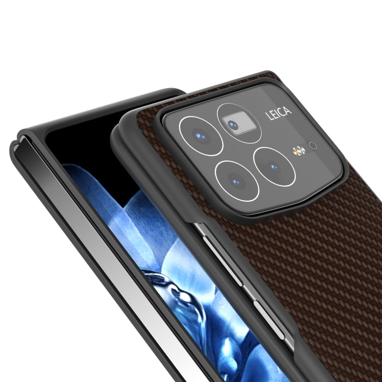 For Xiaomi Mix Fold 4 Black Frame Carbon Fiber Texture PU Phone Case