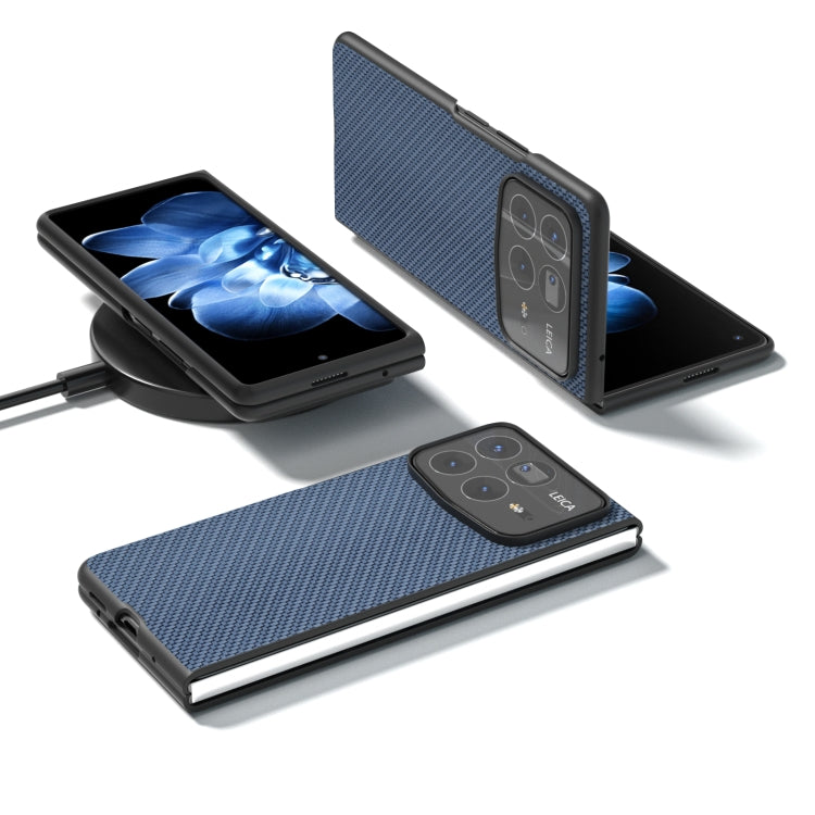 For Xiaomi Mix Fold 4 Black Frame Carbon Fiber Texture PU Phone Case
