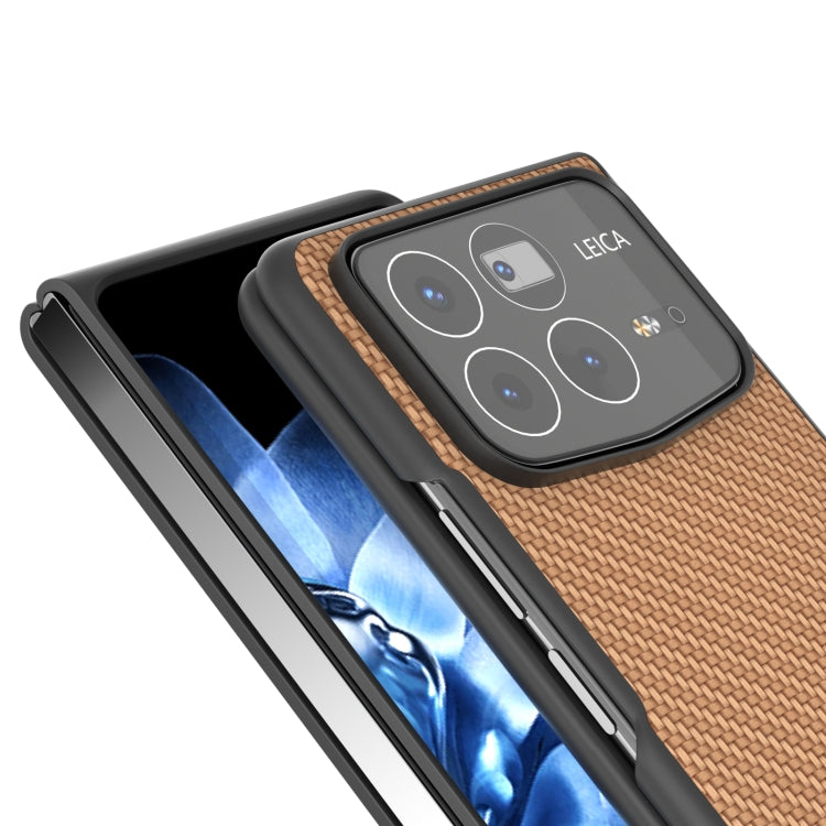 For Xiaomi Mix Fold 4 Black Frame Carbon Fiber Texture PU Phone Case