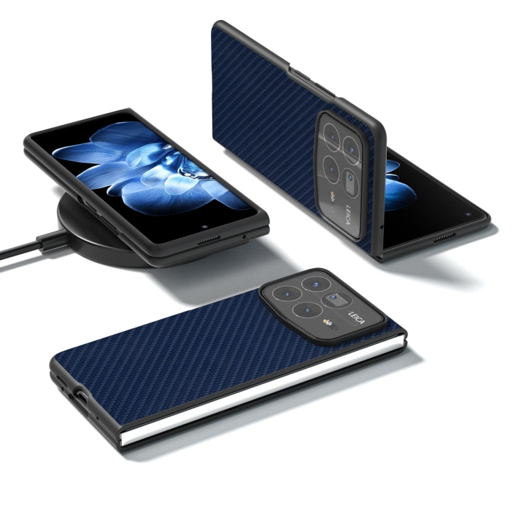 For Xiaomi Mix Fold 4 Black Frame Carbon Fiber Texture PU Phone Case