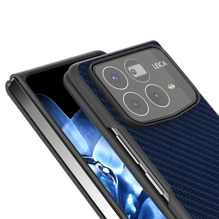 For Xiaomi Mix Fold 4 Black Frame Carbon Fiber Texture PU Phone Case