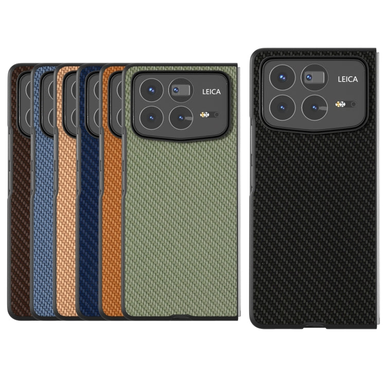 For Xiaomi Mix Fold 4 Black Frame Carbon Fiber Texture PU Phone Case