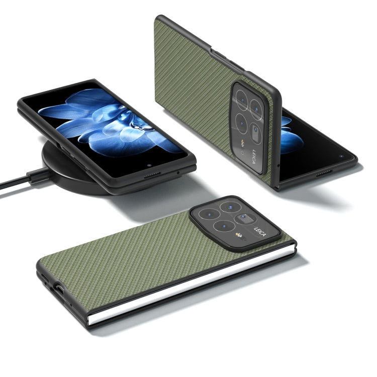 For Xiaomi Mix Fold 4 Black Frame Carbon Fiber Texture PU Phone Case