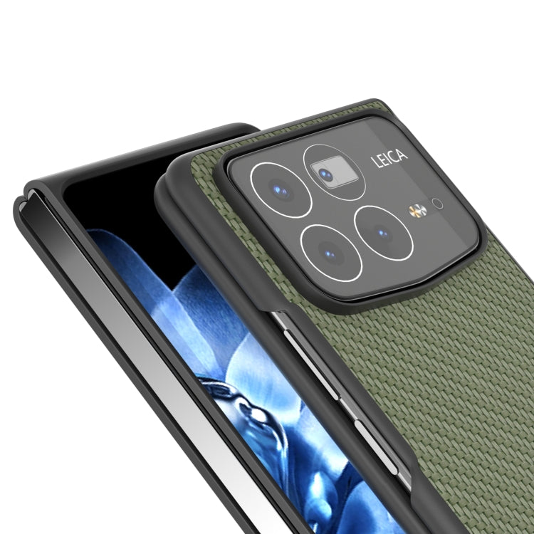For Xiaomi Mix Fold 4 Black Frame Carbon Fiber Texture PU Phone Case
