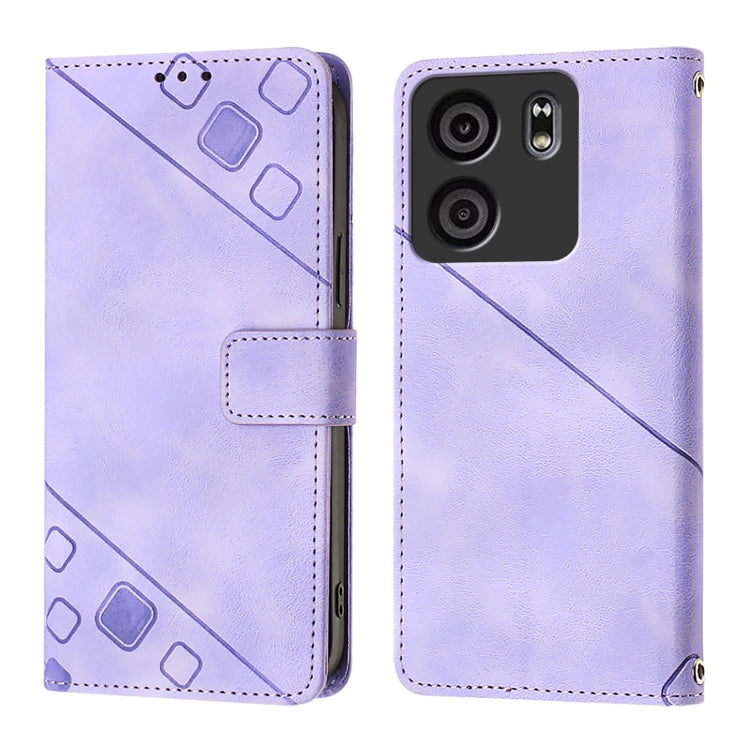 For BLU View 5 Skin-feel Embossed Leather Phone Case
