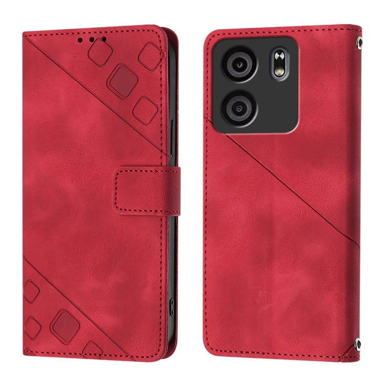For BLU View 5 Skin-feel Embossed Leather Phone Case