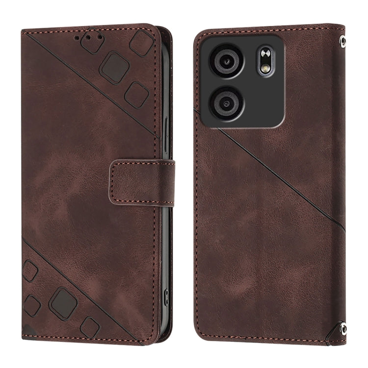 For BLU View 5 Skin-feel Embossed Leather Phone Case
