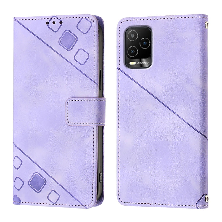 For BLU View 5 Pro Skin-feel Embossed Leather Phone Case