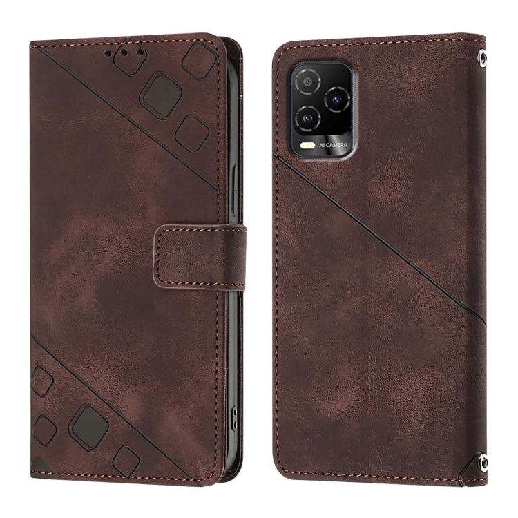 For BLU View 5 Pro Skin-feel Embossed Leather Phone Case