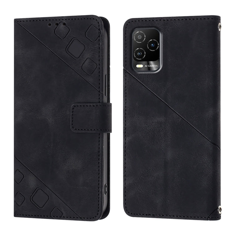 For BLU View 5 Pro Skin-feel Embossed Leather Phone Case