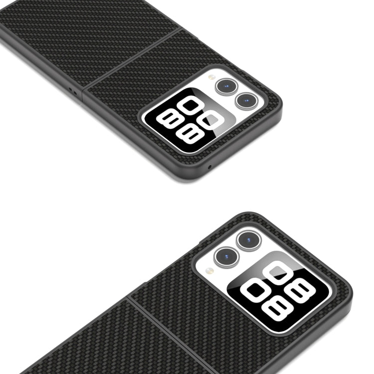 For Huawei nova Flip Black Frame Carbon Fiber Texture PU Phone Case