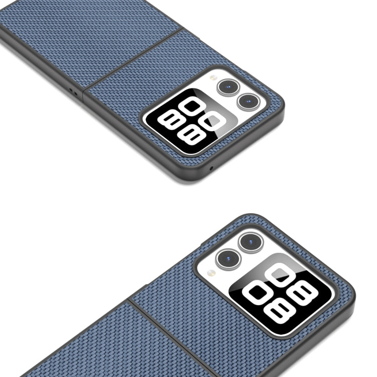 For Huawei nova Flip Black Frame Carbon Fiber Texture PU Phone Case