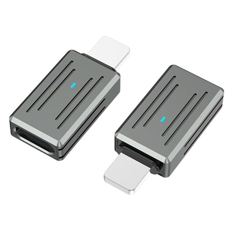8 Pin Male to USB-C / Type-C Female Zinc Alloy PD Adapter, Support Fast Charging / Data Transmission - Gun Metal