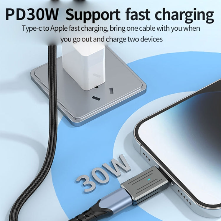 8 Pin Male to USB-C / Type-C Female Zinc Alloy PD Adapter, Support Fast Charging / Data Transmission - Gun Metal