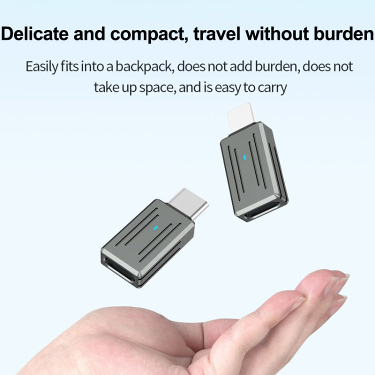 8 Pin Male to USB-C / Type-C Female Zinc Alloy PD Adapter, Support Fast Charging / Data Transmission - Gun Metal