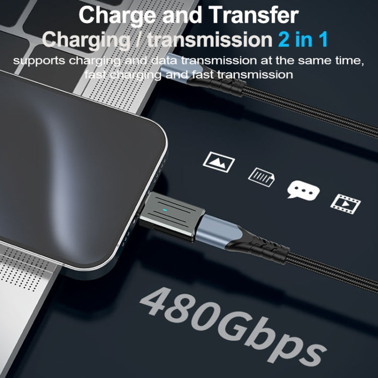 8 Pin Male to USB-C / Type-C Female Zinc Alloy PD Adapter, Support Fast Charging / Data Transmission - Gun Metal
