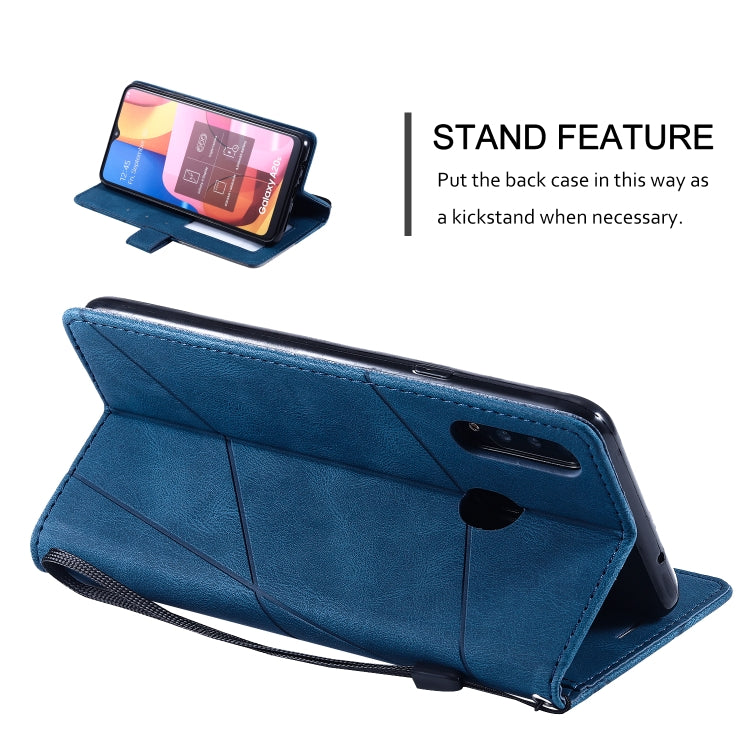 For Samsung Galaxy A20s Skin Feel Splicing Horizontal Flip Leather Case with Holder & Card Slots & Wallet & Photo Frame