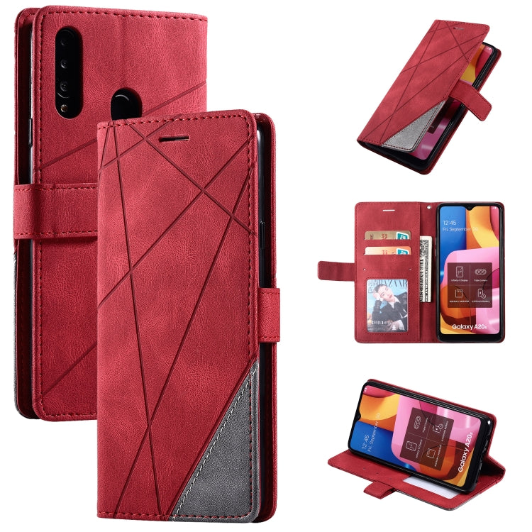 For Samsung Galaxy A20s Skin Feel Splicing Horizontal Flip Leather Case with Holder & Card Slots & Wallet & Photo Frame