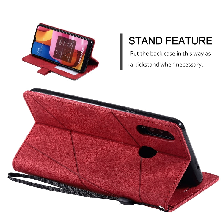 For Samsung Galaxy A20s Skin Feel Splicing Horizontal Flip Leather Case with Holder & Card Slots & Wallet & Photo Frame