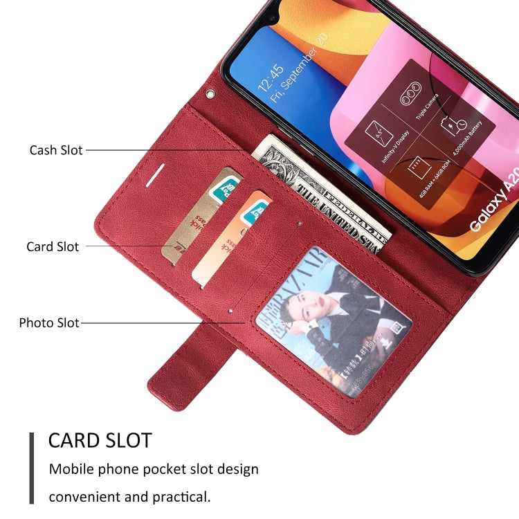 For Samsung Galaxy A20s Skin Feel Splicing Horizontal Flip Leather Case with Holder & Card Slots & Wallet & Photo Frame