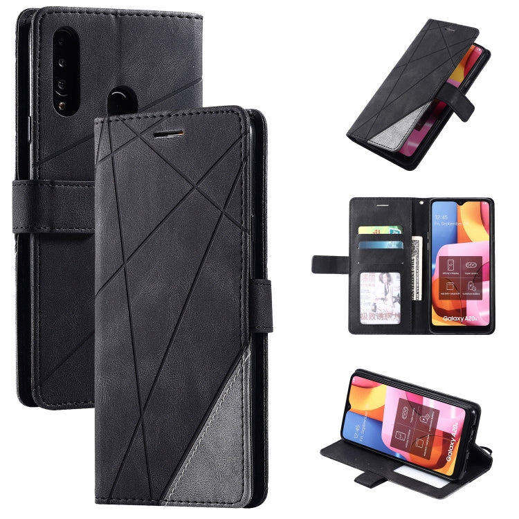 For Samsung Galaxy A20s Skin Feel Splicing Horizontal Flip Leather Case with Holder & Card Slots & Wallet & Photo Frame