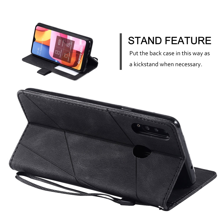 For Samsung Galaxy A20s Skin Feel Splicing Horizontal Flip Leather Case with Holder & Card Slots & Wallet & Photo Frame