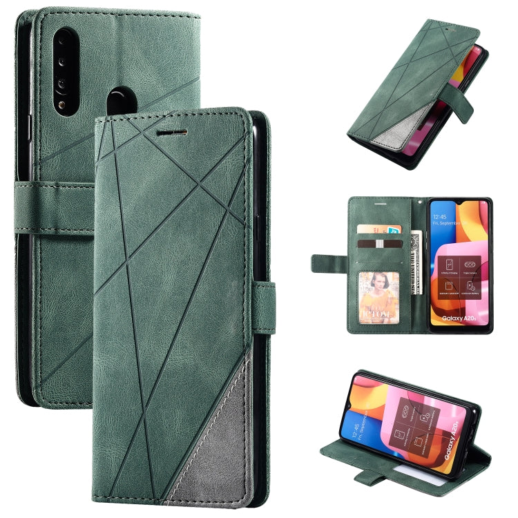 For Samsung Galaxy A20s Skin Feel Splicing Horizontal Flip Leather Case with Holder & Card Slots & Wallet & Photo Frame