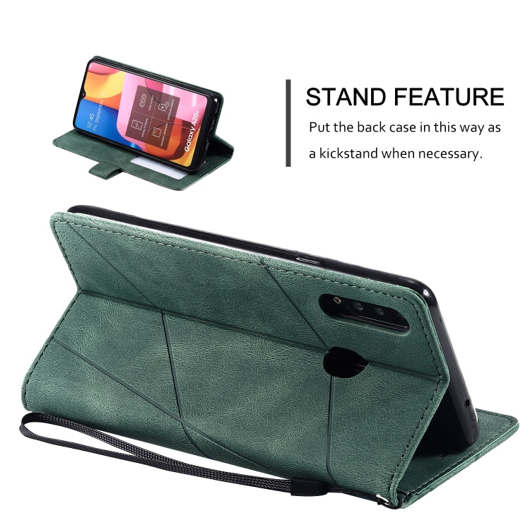 For Samsung Galaxy A20s Skin Feel Splicing Horizontal Flip Leather Case with Holder & Card Slots & Wallet & Photo Frame