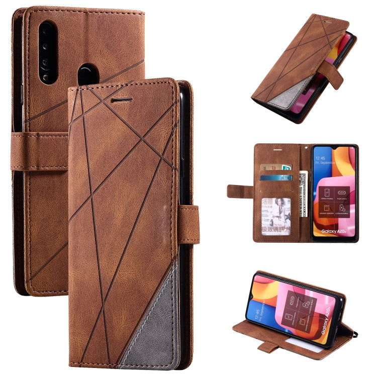 For Samsung Galaxy A20s Skin Feel Splicing Horizontal Flip Leather Case with Holder & Card Slots & Wallet & Photo Frame