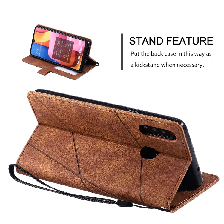 For Samsung Galaxy A20s Skin Feel Splicing Horizontal Flip Leather Case with Holder & Card Slots & Wallet & Photo Frame